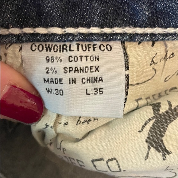 Cowgirl Tuff Women's Blue Boot Cut Jeans with Rhinestone Cowgirl Sz 30 - Picture 4 of 12
